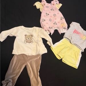 Baby Clothing Set with Bear, Cartoon Prints, and puma set  0-3 months